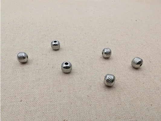 Perle ronde texturée 6x5 mm – Acier inoxydable 304 – Lot de 10 ou 20 Les Précieuses Perles