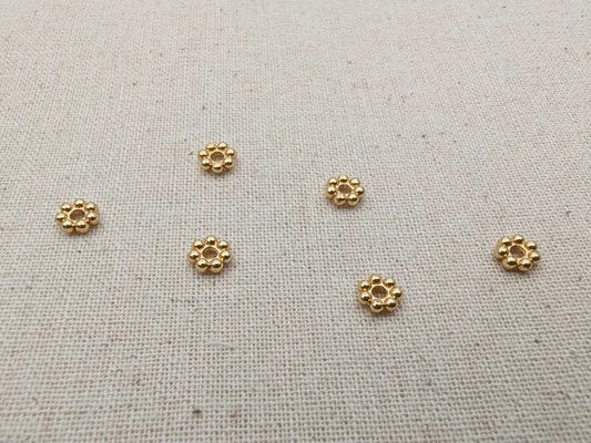 Perles intercalaires fleur 5 x 1,3 mm – Acier inoxydable 304 plaqué or 18K – Lot de 20 Les Précieuses Perles