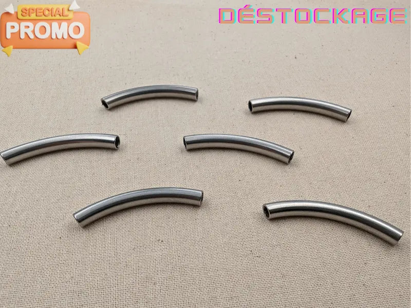 Perles tube incurvé 40 mm – Acier inoxydable 304 – Trou 3,5 mm – Lot de 5 ou 10 Les Précieuses Perles