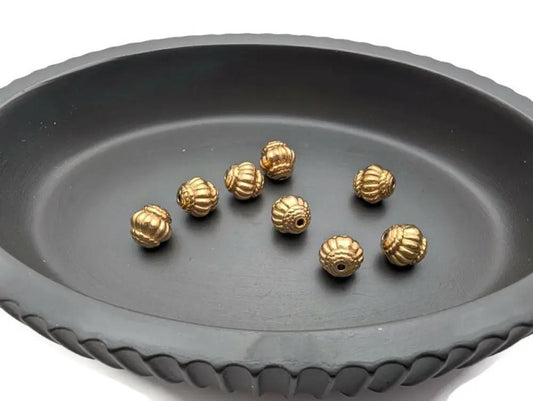 Perle décorative toupie inox plaquée or 18 k - 8 mm - Lot de 2 perles Les Précieuses Perles