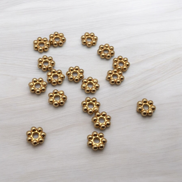 Perles intercalaires 5 x 1,3 mm - inox plaqué or 18k - 20 Perles