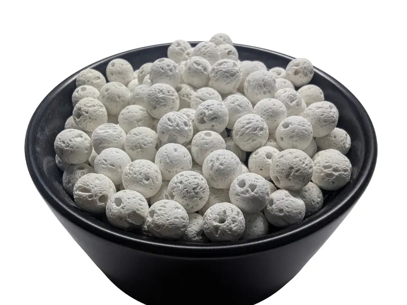 Pierre de lave blanche - 8 mm - 40 Perles Les Précieuses Perles