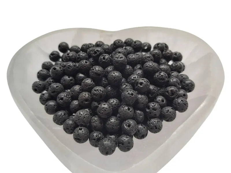 Pierre de lave noire - 6 mm - 60 Perles Les Précieuses Perles