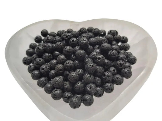 Pierre de lave noire - 6 mm - 60 Perles Les Précieuses Perles