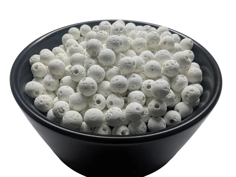 Pierre de lave blanche - 6 mm - 60 Perles Les Précieuses Perles