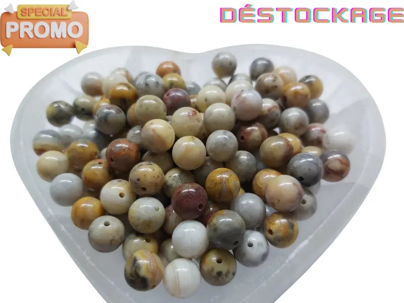 Agate Crazy Lace beige - 8 mm - 20/40 Perles Les Précieuses Perles