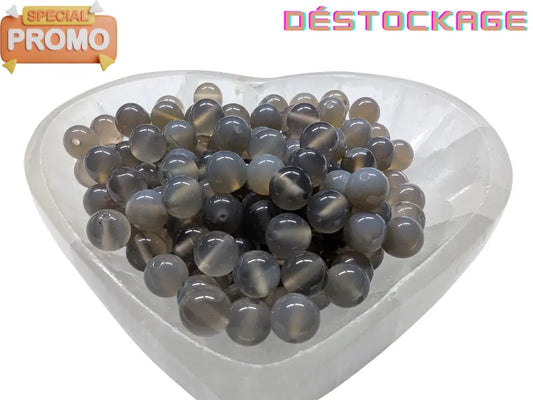Agate grise Grade A - 8 mm irrégulier - 20/40 Perles Les Précieuses Perles