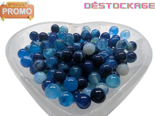 Agate rayée bleue  - 8 mm - 20/40 Perles Les Précieuses Perles