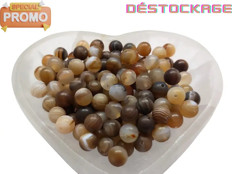 Agate rayée marron Grade A - 8 mm - 20/40 Perles Les Précieuses Perles