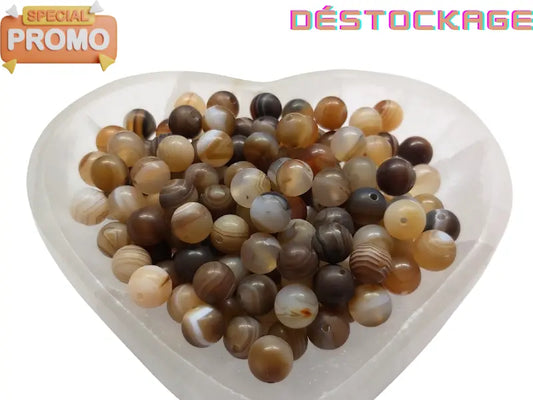 Agate rayée marron Grade A - 8 mm - 20/40 Perles Les Précieuses Perles
