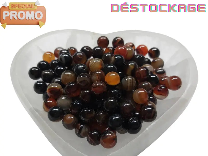 Agate rayée marron - 8 mm - 20/40 Perles Les Précieuses Perles