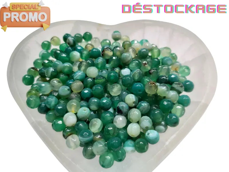 Agate rayée verte à facettes - 6 mm - 60 Perles Les Précieuses Perles