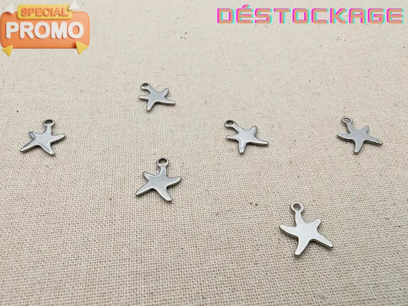 Breloque étoile de mer acier inoxydable 201 – 11,5 mm – Lot de 10 ou 20 Les Précieuses Perles