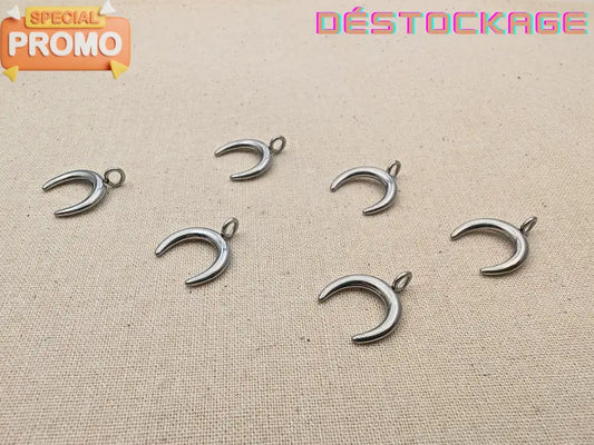Breloque lune croissante acier inoxydable 304 – Lot de 5 ou 10 Les Précieuses Perles
