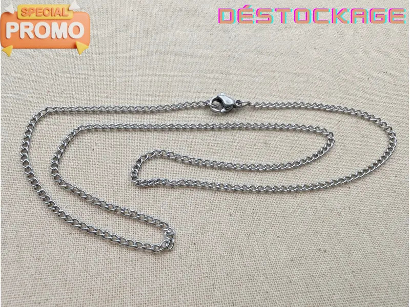 Chaîne acier inoxydable 304 – Maille 2 x 1 mm – 45 cm – Lot de 10 Les Précieuses Perles