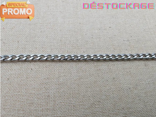 Chaîne acier inoxydable 304 maille 5 x 3 x 0,8 mm – Vendue au mètre Les Précieuses Perles