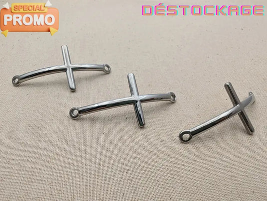 Connecteur croix incurvée – Acier inoxydable 304 - 47 mm Les Précieuses Perles