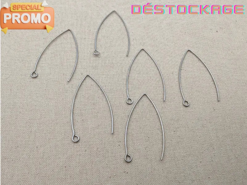 Crochets d’oreilles longs en acier inoxydable 304 – 41 mm – Jauge 20 – Lot de 20 Les Précieuses Perles