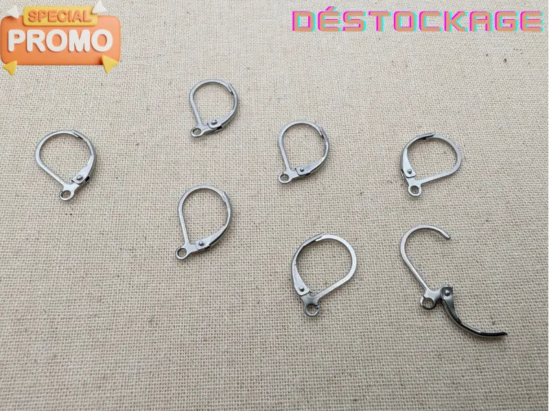 Dormeuses levier en acier inoxydable 304 – 15 x 10,5 mm – Lot de 20 Les Précieuses Perles
