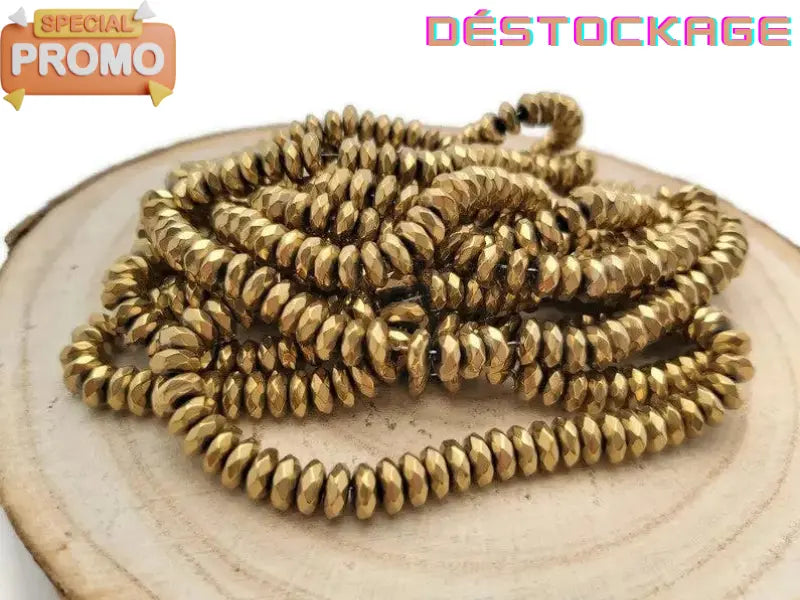 Hématite synthétique plaqué or - Rondelles de 6 x 2 mm - 50/100 Perles Les Précieuses Perles
