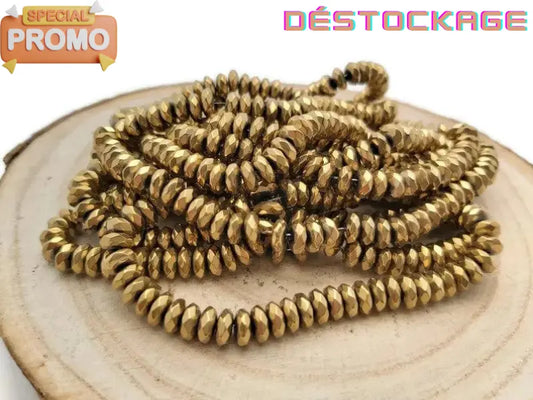 Hématite synthétique plaqué or - Rondelles de 6 x 2 mm - 50/100 Perles Les Précieuses Perles