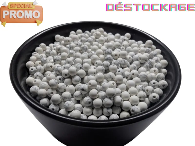 Howlite blanche synthétique - 4 mm - 80 Perles Les Précieuses Perles