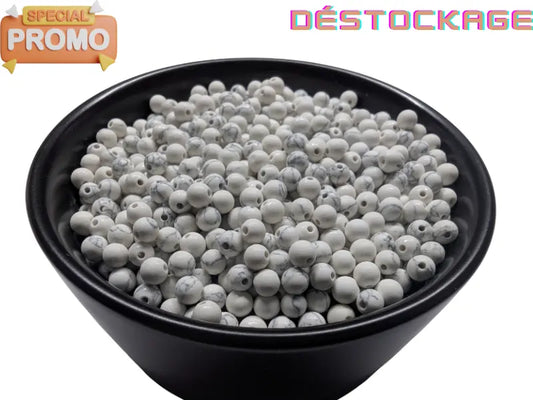 Howlite blanche synthétique - 4 mm - 80 Perles Les Précieuses Perles