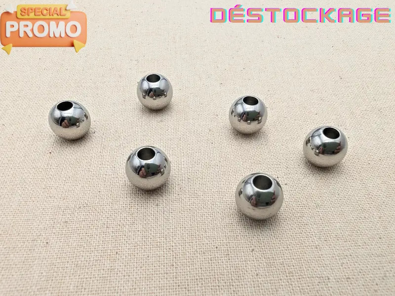 Perles rondes 10 mm trou 3,5 mm inox Les Précieuses Perles