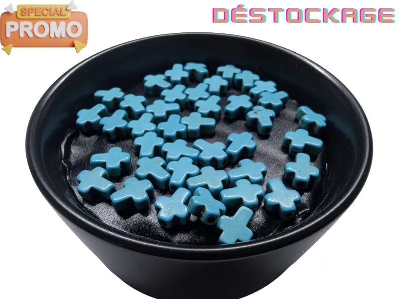 Turquoise synthétique - Croix percées - 20/40 Perles Les Précieuses Perles