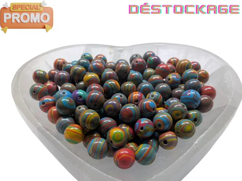 Malachite synthétique multicolore - 8 mm - 40 Perles Les Précieuses Perles