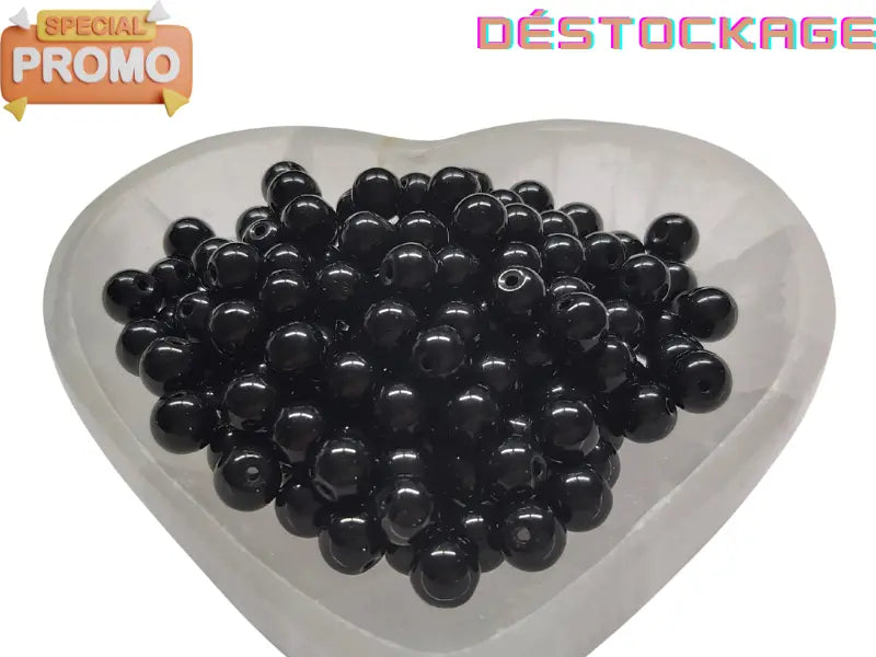 Perles en verre - Noir - 8 mm - 40 Perles Les Précieuses Perles