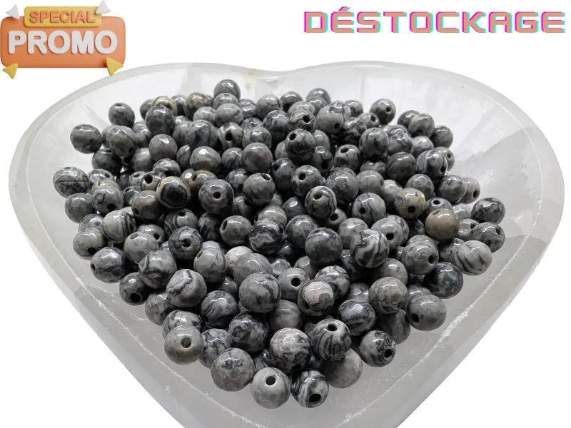 Jaspe Picasso gris - 6 mm - 30/60 Perles Les Précieuses Perles