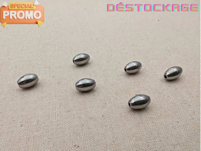 Perles ovales 9x6 mm en acier inoxydable 304 – Trou 1,3 mm – Lot de 10 ou 20 Les Précieuses Perles