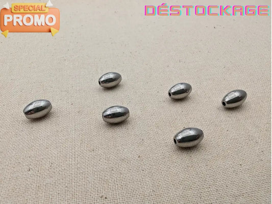 Perles ovales 9x6 mm en acier inoxydable 304 – Trou 1,3 mm – Lot de 10 ou 20 Les Précieuses Perles