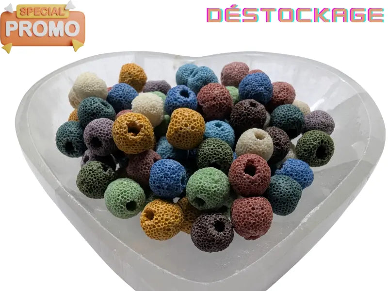 Pierre de Lave multicolore - 10 mm - 40 Perles Les Précieuses Perles