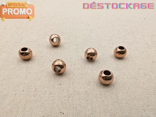 Perles rondes 8 mm en acier inoxydable 304 or rose – Placage ionique – Trou 3,5 mm – Lot de 5 ou 10 Les Précieuses Perles