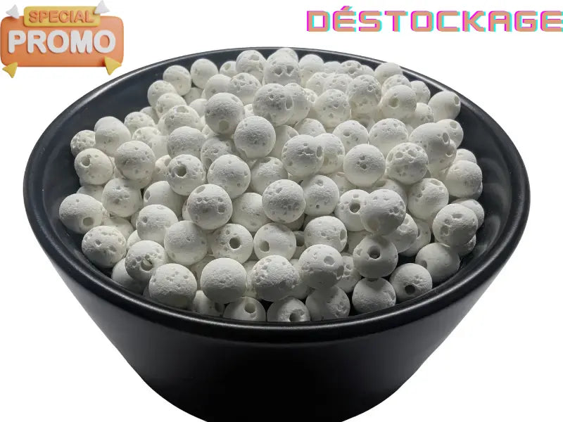 Pierre de lave blanche - 6 mm - 60 Perles Les Précieuses Perles