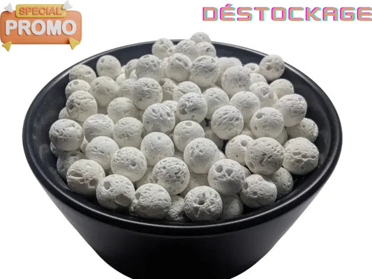 Pierre de lave blanche - 8 mm - 40 Perles Les Précieuses Perles