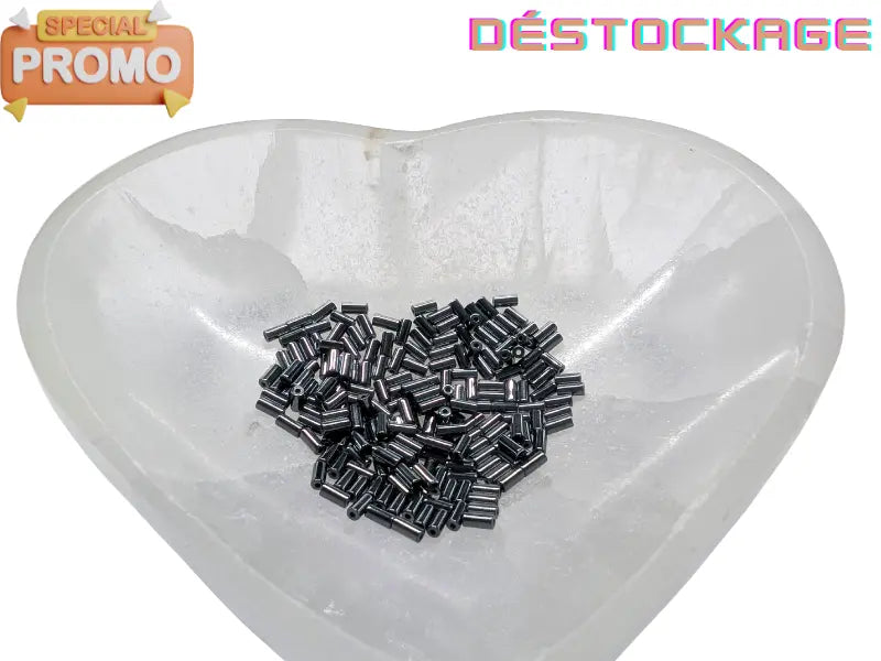 Hématite synthétique Grade AA - tubes 4 x 2 mm - 200 Perles Les Précieuses Perles