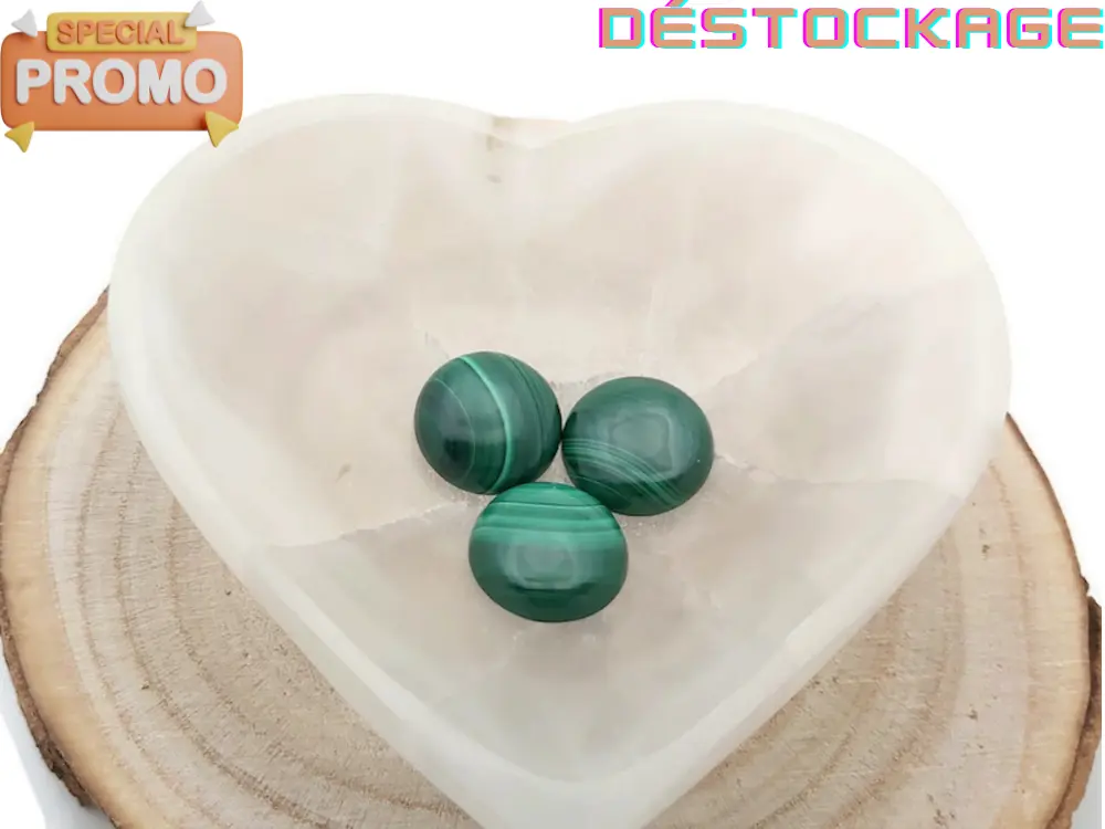 Malachite - Cabochon rond -      20 mm Les Précieuses Perles