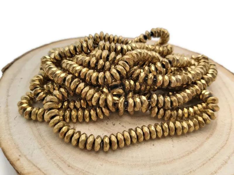 Hématite synthétique plaqué or - Rondelles de 6 x 2 mm - 50/100 Perles Les Précieuses Perles
