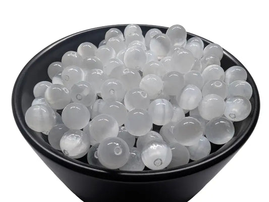 Sélénite Grade AAA - 8 mm - 20 Perles Les Précieuses Perles