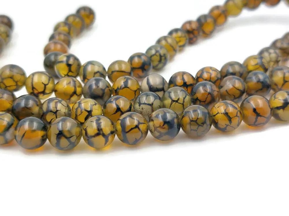 Agate veine de dragon verte - 8 mm - 20/40 Perles Les Précieuses Perles