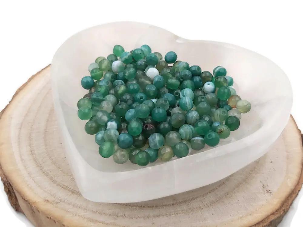 Agate rayée verte à facettes - 6 mm - 60 Perles Les Précieuses Perles