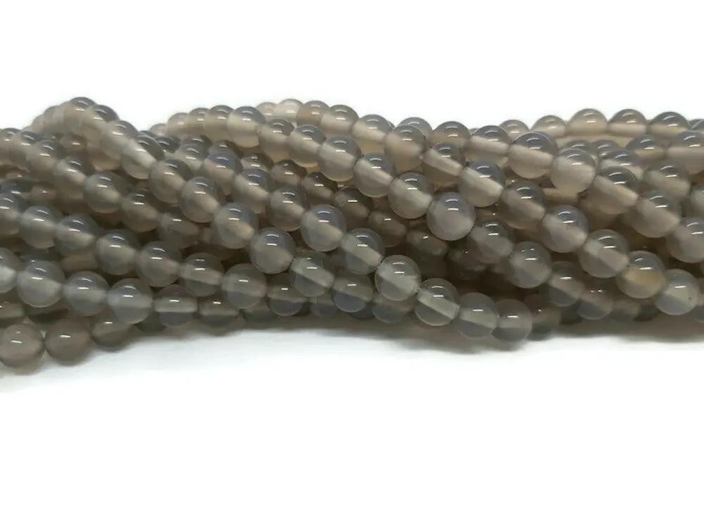 Agate grise Grade A - 6 mm - 60 Perles Les Précieuses Perles