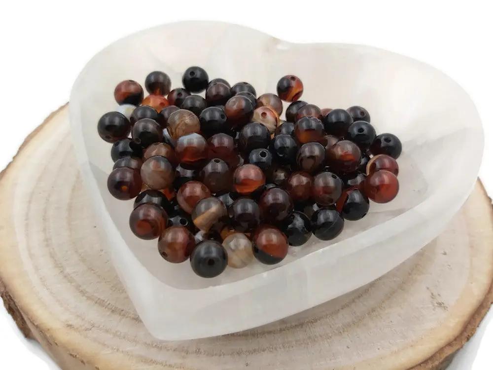 Agate rayée marron - 8 mm - 20/40 Perles Les Précieuses Perles