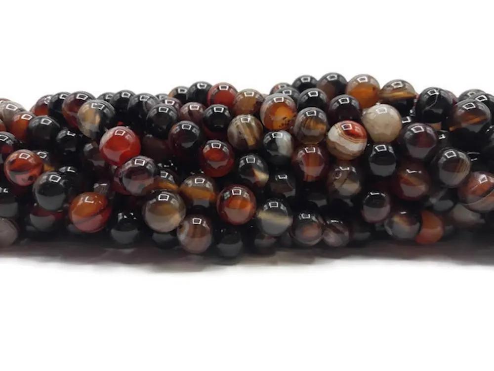 Agate rayée marron - 8 mm - 20/40 Perles Les Précieuses Perles