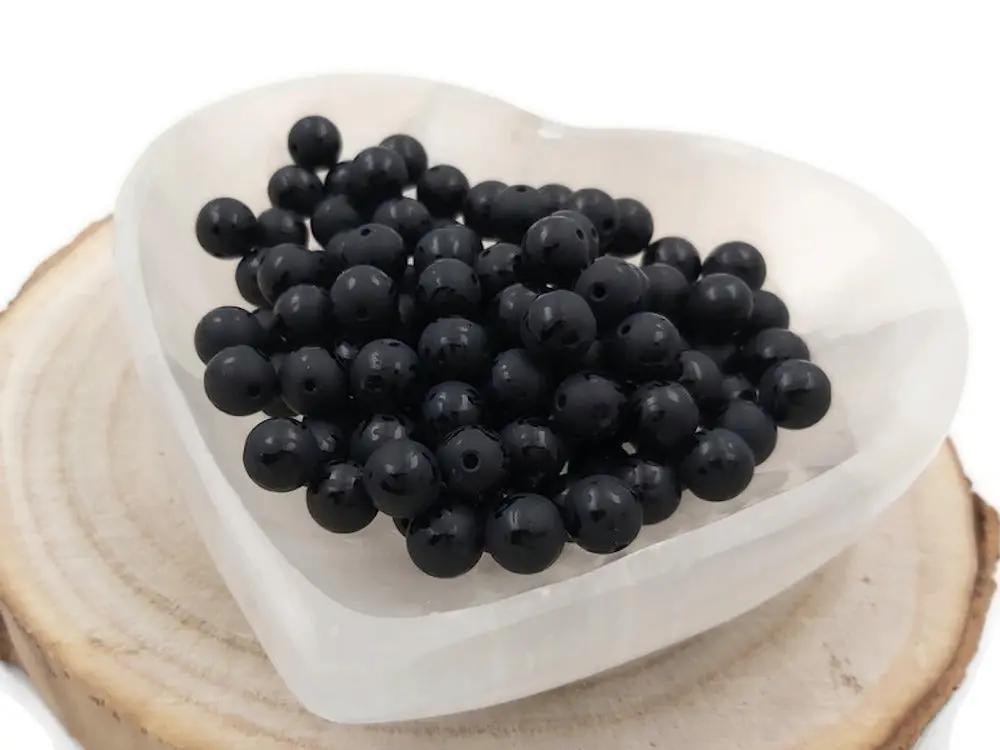 Agate noire - Signe Aum - 8 mm - 20/40 Perles Les Précieuses Perles