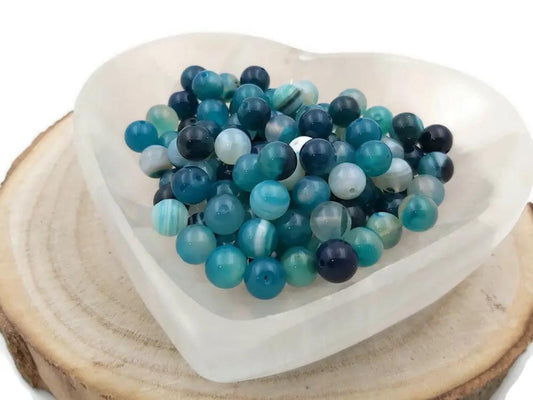 Agate rayée verte Grade A - 8 mm - 20/40 Perles Les Précieuses Perles