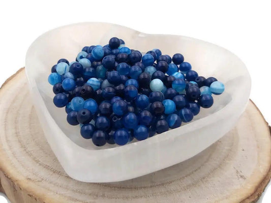 Agate rayée bleue Grade A - 6 mm - 30/60 Perles Les Précieuses Perles
